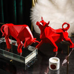 Geometric Bull Figurine Modern Abstract Bull Sculpture Home Office Desk Decor Gift - GiftMira