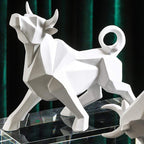 Geometric Bull Figurine Modern Abstract Bull Sculpture Home Office Desk Decor Gift - GiftMira