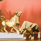 Geometric Bull Figurine Modern Abstract Bull Sculpture Home Office Desk Decor Gift - GiftMira