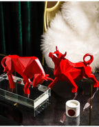 Geometric Bull Figurine Modern Abstract Bull Sculpture Home Office Desk Decor Gift - GiftMira