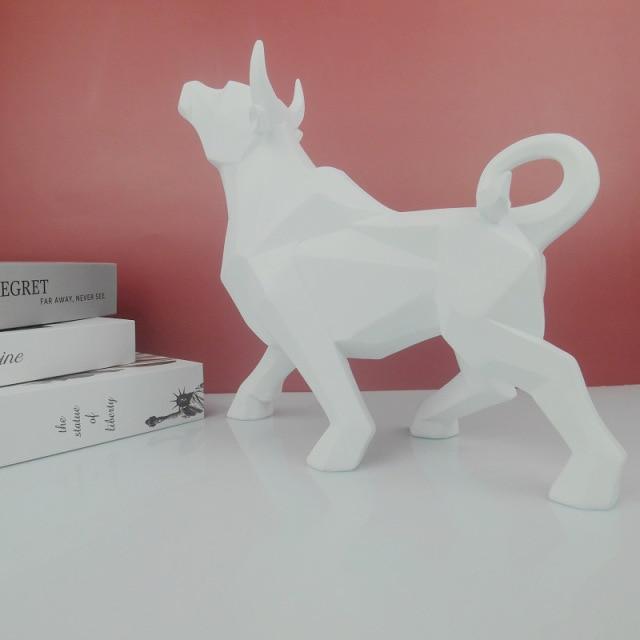 Geometric Bull Figurine Modern Abstract Bull Sculpture Home Office Desk Decor Gift - GiftMira