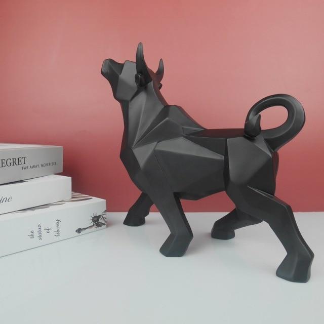 Geometric Bull Figurine Modern Abstract Bull Sculpture Home Office Desk Decor Gift - GiftMira