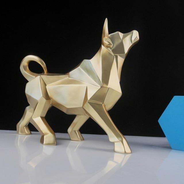 Geometric Bull Figurine Modern Abstract Bull Sculpture Home Office Desk Decor Gift - GiftMira