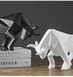 Geometric Bull Figurine Modern Abstract Bull Sculpture Home Office Desk Decor Gift - GiftMira