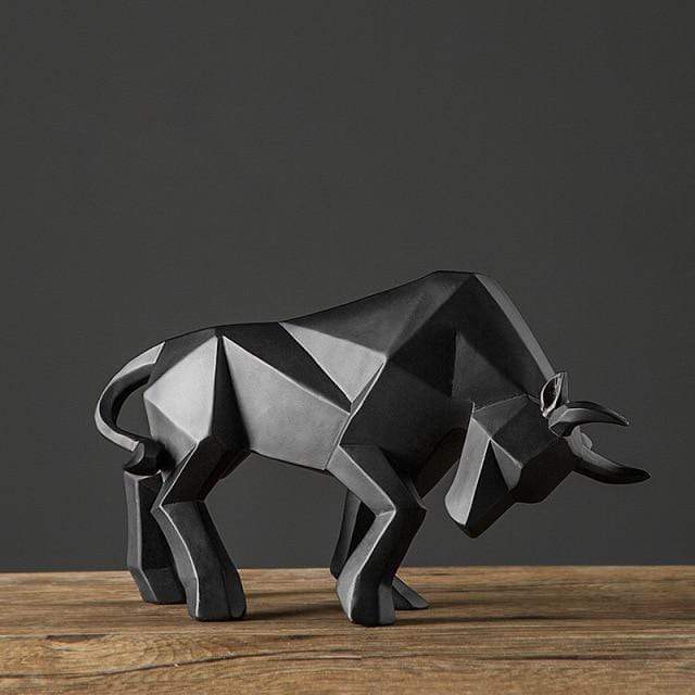 Geometric Bull Figurine Modern Abstract Bull Sculpture Home Office Desk Decor Gift - GiftMira