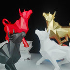 Geometric Bull Figurine Modern Abstract Bull Sculpture Home Office Desk Decor Gift - GiftMira