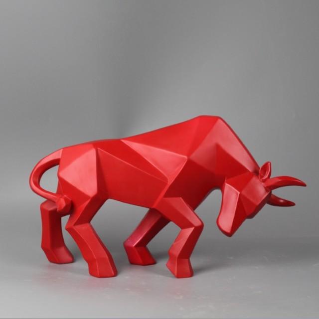 Geometric Bull Figurine Modern Abstract Bull Sculpture Home Office Desk Decor Gift - GiftMira