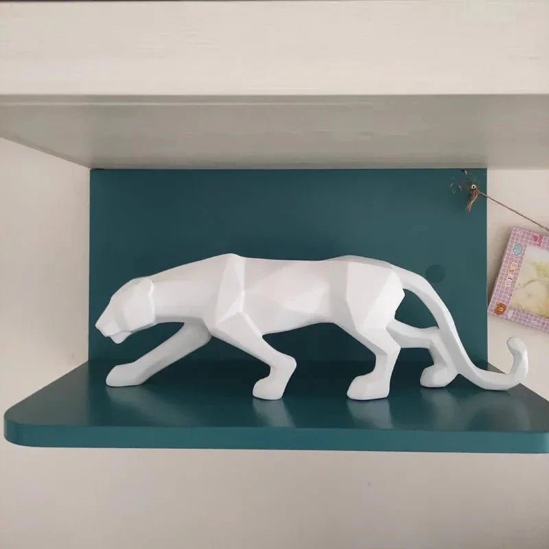 Geometric Panther Statue Resin Leopard Sculpture Abstract Animal Home Office Desk Decor Gift - GiftMira