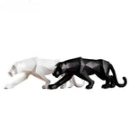 Geometric Panther Statue Resin Leopard Sculpture Abstract Animal Home Office Desk Decor Gift - GiftMira