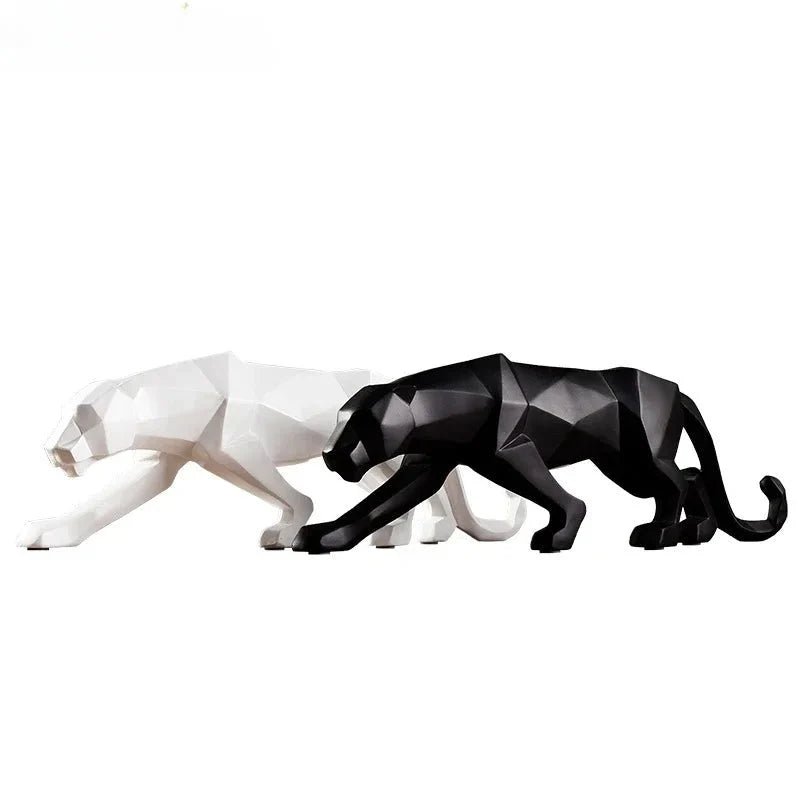 Geometric Panther Statue Resin Leopard Sculpture Abstract Animal Home Office Desk Decor Gift - GiftMira