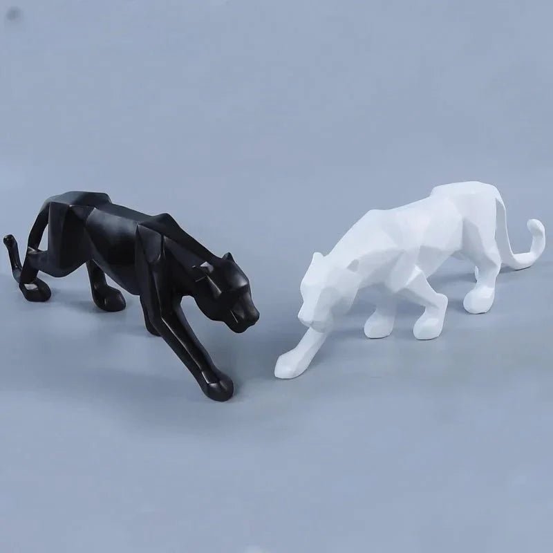 Geometric Panther Statue Resin Leopard Sculpture Abstract Animal Home Office Desk Decor Gift - GiftMira