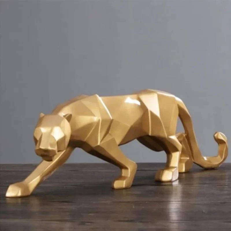 Geometric Panther Statue Resin Leopard Sculpture Abstract Animal Home Office Desk Decor Gift - GiftMira