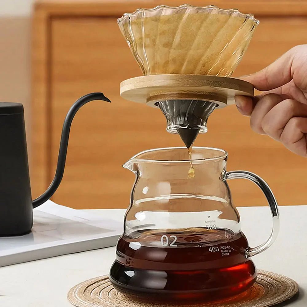 Glass Pour Over Coffee Maker Set - Professional Barista Holiday Gift Kit - GiftMira