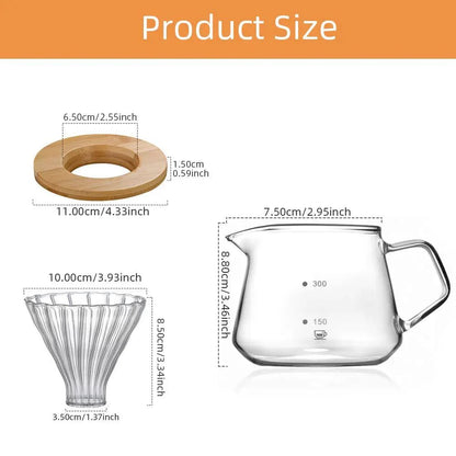 Glass Pour Over Coffee Maker Set - Professional Barista Holiday Gift Kit - GiftMira