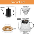 Glass Pour Over Coffee Maker Set - Professional Barista Holiday Gift Kit - GiftMira