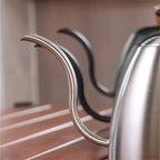 Gooseneck Pour Over Kettle 50oz 304 Stainless Steel Walnut Handle Minimalist Coffee Pot Gas Electric - GiftMira