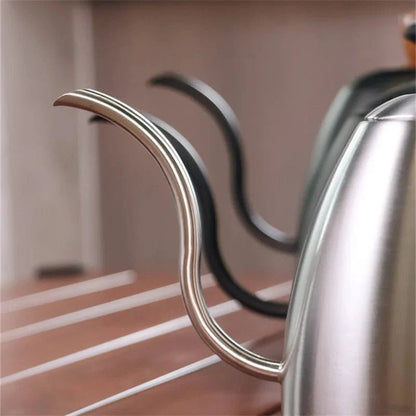 Gooseneck Pour Over Kettle 50oz 304 Stainless Steel Walnut Handle Minimalist Coffee Pot Gas Electric - GiftMira