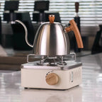 Gooseneck Pour Over Kettle 50oz 304 Stainless Steel Walnut Handle Minimalist Coffee Pot Gas Electric - GiftMira