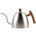 Gooseneck Pour Over Kettle 50oz 304 Stainless Steel Walnut Handle Minimalist Coffee Pot Gas Electric - GiftMira