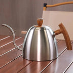 Gooseneck Pour Over Kettle 50oz 304 Stainless Steel Walnut Handle Minimalist Coffee Pot Gas Electric - GiftMira