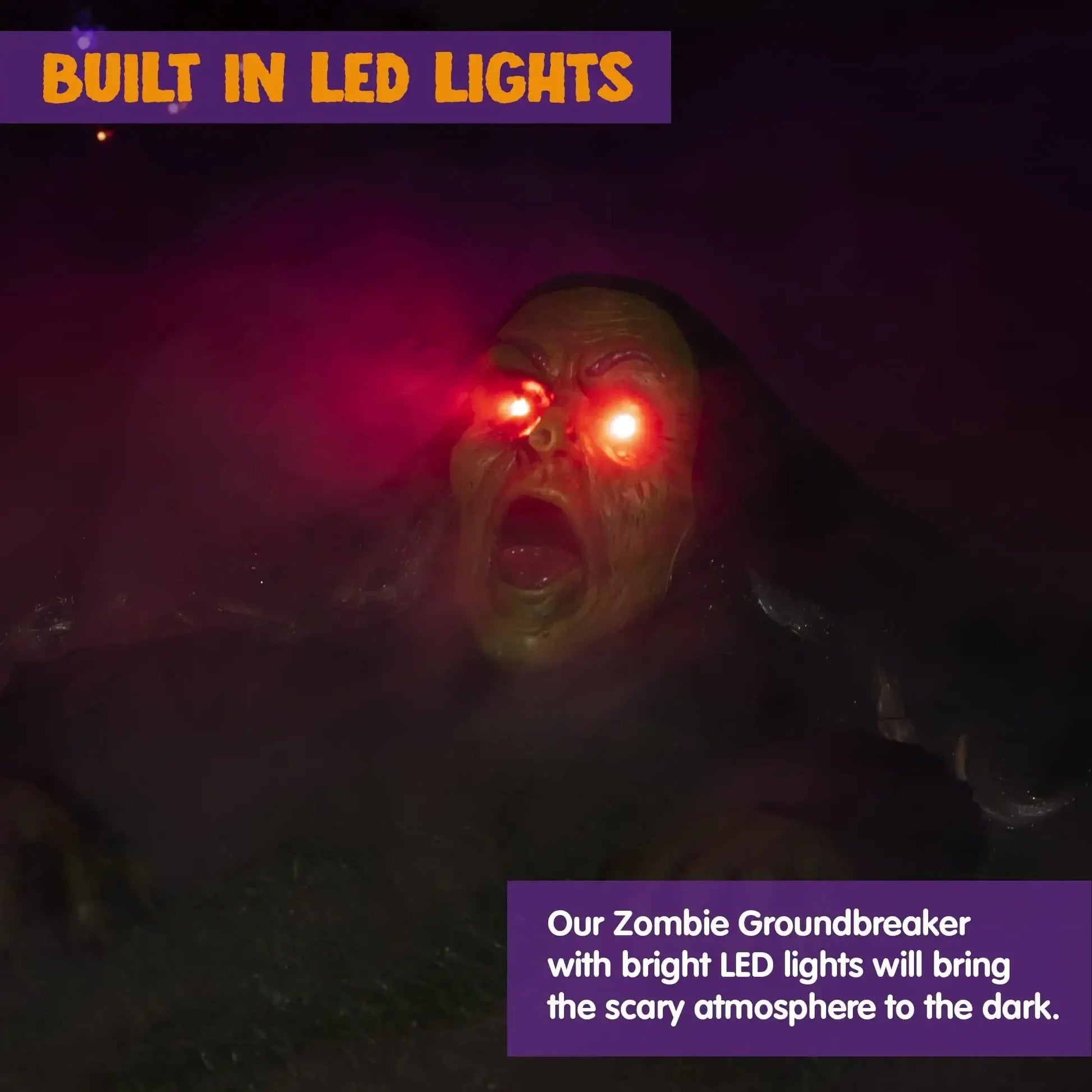 Halloween Groundbreaker Zombie Yard Decoration with Sound, Flashing Eyes & Motion Effect Outdoor Scary Animatronic Prop - GiftMira