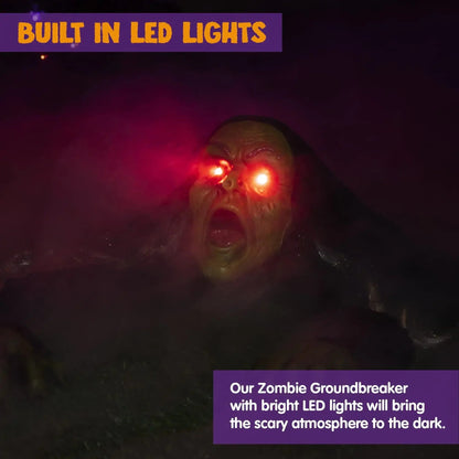 Halloween Groundbreaker Zombie Yard Decoration with Sound, Flashing Eyes & Motion Effect Outdoor Scary Animatronic Prop - GiftMira