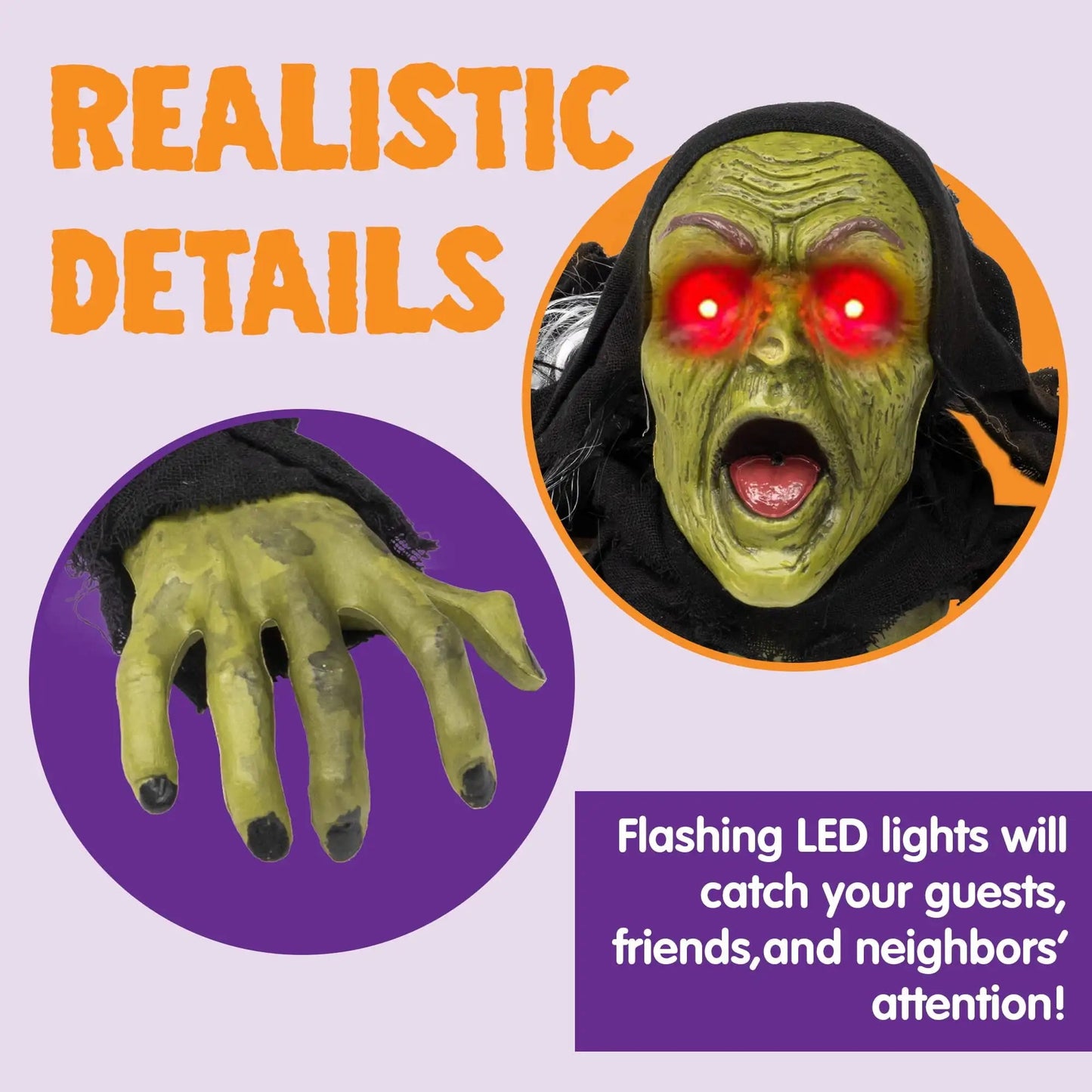 Halloween Groundbreaker Zombie Yard Decoration with Sound, Flashing Eyes & Motion Effect Outdoor Scary Animatronic Prop - GiftMira