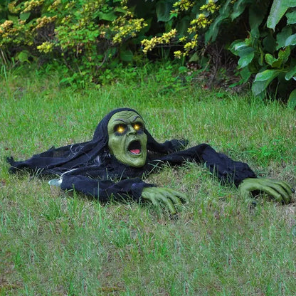 Halloween Groundbreaker Zombie Yard Decoration with Sound, Flashing Eyes & Motion Effect Outdoor Scary Animatronic Prop - GiftMira
