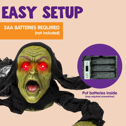 Halloween Groundbreaker Zombie Yard Decoration with Sound, Flashing Eyes & Motion Effect Outdoor Scary Animatronic Prop - GiftMira