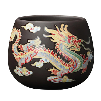 Hand - made Dragon & Phoenix Color - Changing Purple Clay Teapot | Traditional Zisha Art - GiftMira