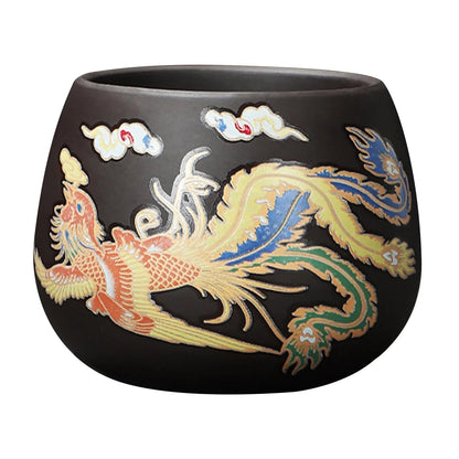 Hand - made Dragon & Phoenix Color - Changing Purple Clay Teapot | Traditional Zisha Art - GiftMira
