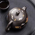 Hand - made Dragon & Phoenix Color - Changing Purple Clay Teapot | Traditional Zisha Art - GiftMira