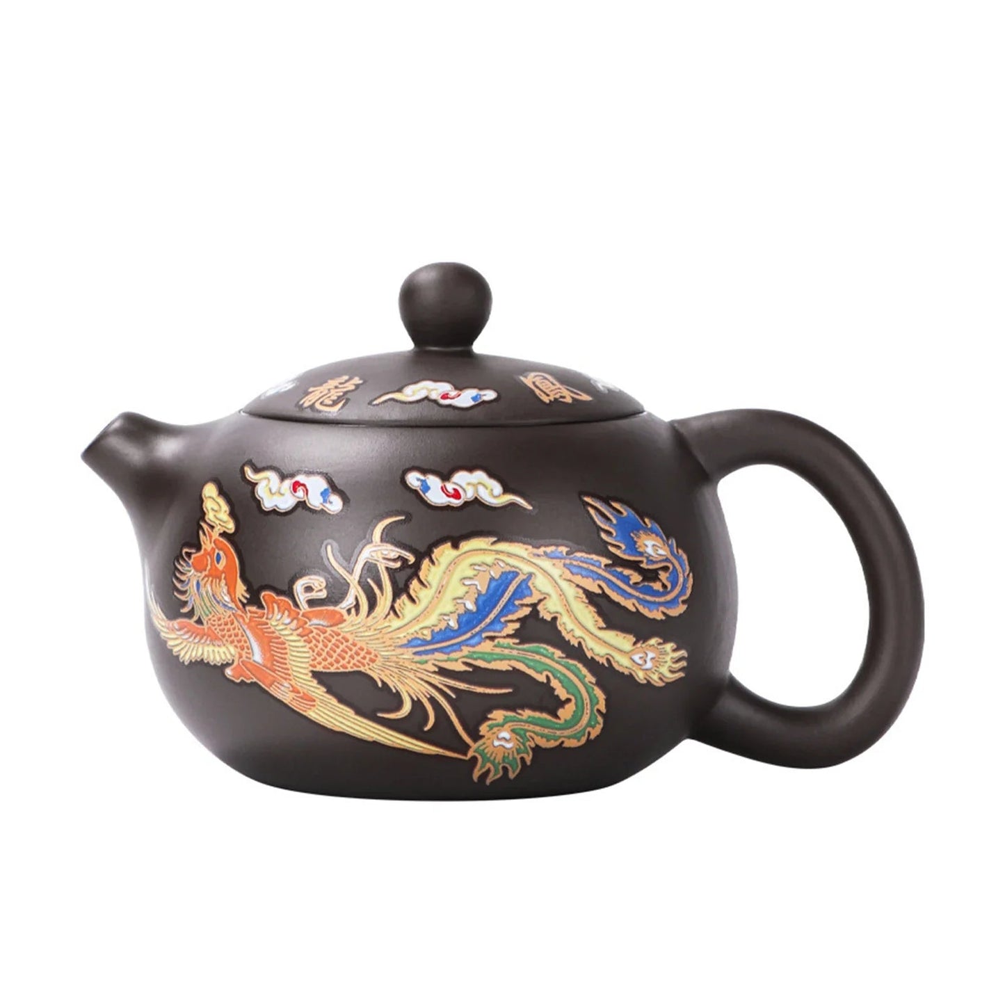 Hand - made Dragon & Phoenix Color - Changing Purple Clay Teapot | Traditional Zisha Art - GiftMira