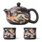 Hand - made Dragon & Phoenix Color - Changing Purple Clay Teapot | Traditional Zisha Art - GiftMira