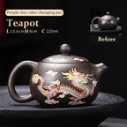 Hand - made Dragon & Phoenix Color - Changing Purple Clay Teapot | Traditional Zisha Art - GiftMira