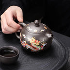 Hand - made Dragon & Phoenix Color - Changing Purple Clay Teapot | Traditional Zisha Art - GiftMira