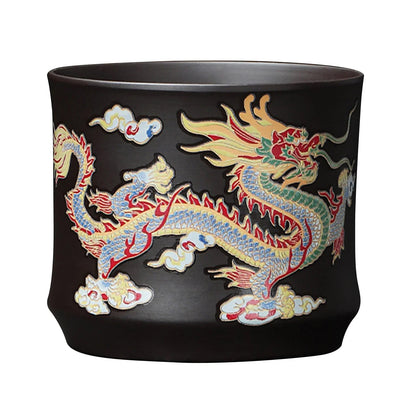 Hand - made Dragon & Phoenix Color - Changing Purple Clay Teapot | Traditional Zisha Art - GiftMira