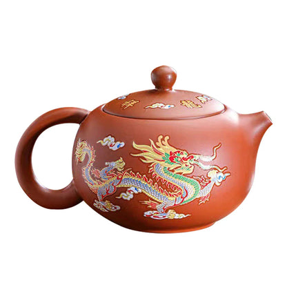 Hand - made Dragon & Phoenix Color - Changing Purple Clay Teapot | Traditional Zisha Art - GiftMira