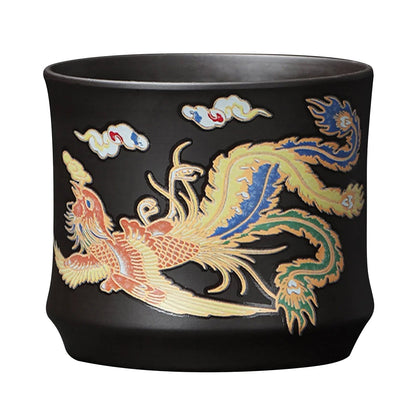 Hand - made Dragon & Phoenix Color - Changing Purple Clay Teapot | Traditional Zisha Art - GiftMira