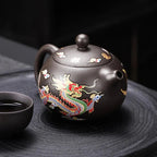 Hand - made Dragon & Phoenix Color - Changing Purple Clay Teapot | Traditional Zisha Art - GiftMira