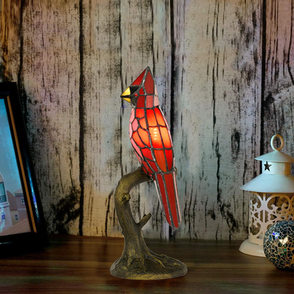 Handcrafted Colored Resin Bird Table Decor Lamp Stained Glass Effect Artistic Accent Light Home Gift - GiftMira