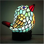 Handcrafted Colored Resin Bird Table Decor Lamp Stained Glass Effect Artistic Accent Light Home Gift - GiftMira