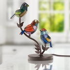 Handcrafted Colored Resin Bird Table Decor Lamp Stained Glass Effect Artistic Accent Light Home Gift - GiftMira