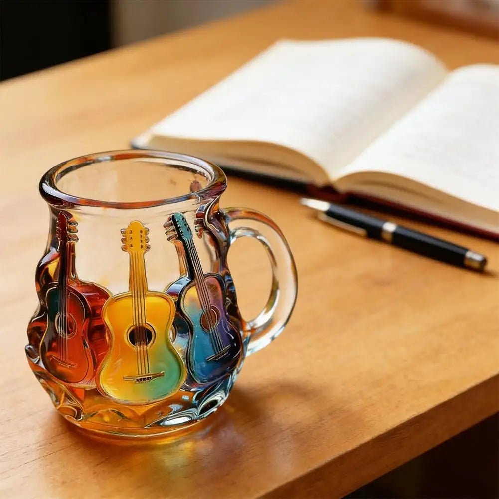 Handmade 3D Glass Book Mug – Artistic Painted Book Stack Coffee Tea Cup for Book Lovers 350ml - GiftMira