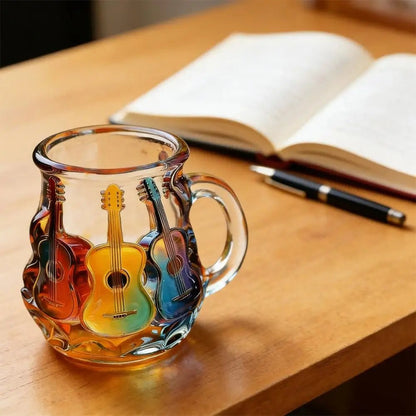 Handmade 3D Glass Book Mug – Artistic Painted Book Stack Coffee Tea Cup for Book Lovers 350ml - GiftMira