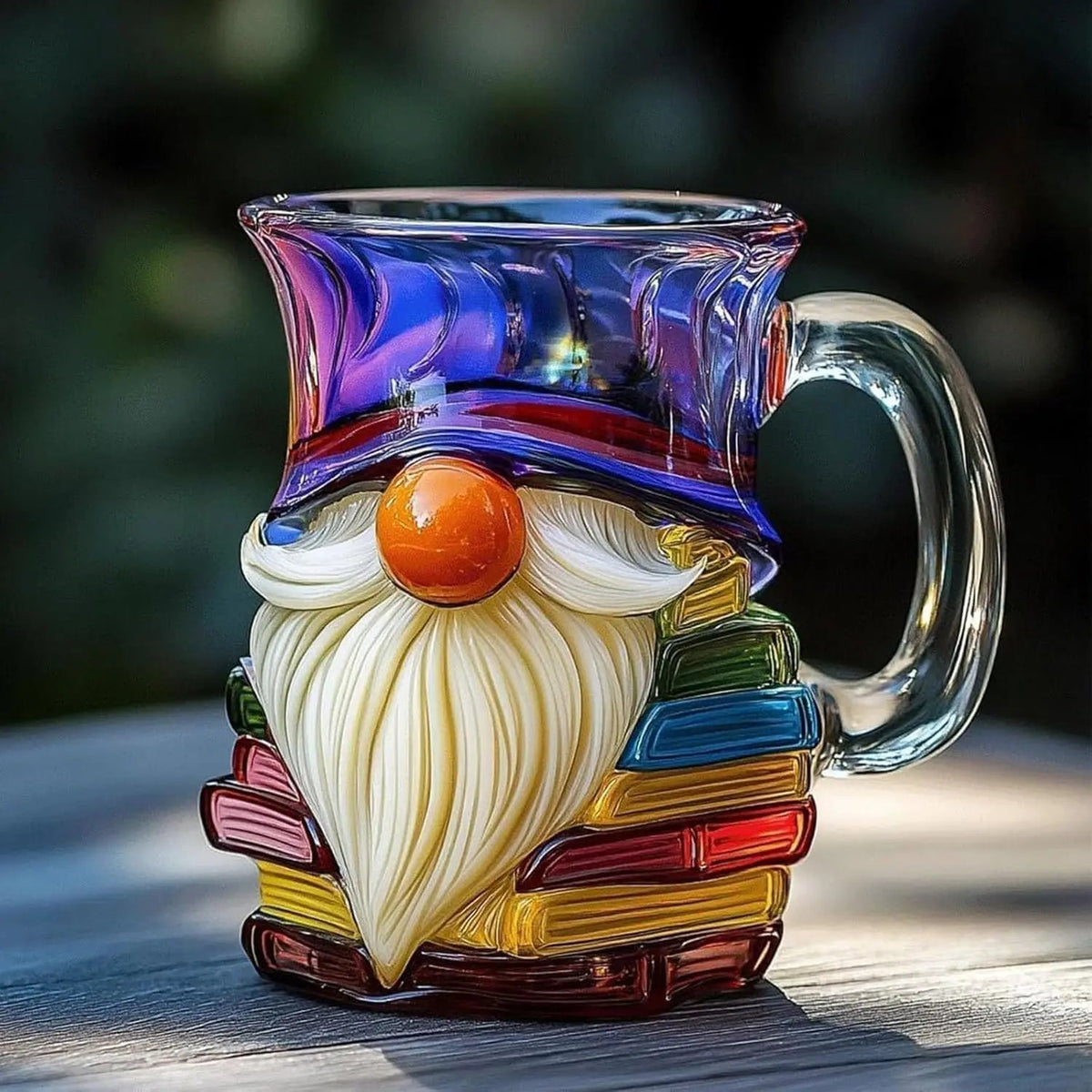 Handmade 3D Glass Book Mug – Artistic Painted Book Stack Coffee Tea Cup for Book Lovers 350ml - GiftMira