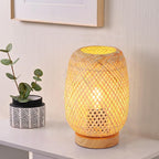 Handmade Bamboo Rattan Table Lamp Boho Wicker Woven Bedside Desk Accent Light Bedroom Nursery E26 - GiftMira