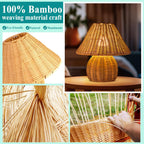 Handmade Bamboo Rattan Table Lamp Boho Wicker Woven Bedside Desk Accent Light Bedroom Nursery E26 - GiftMira