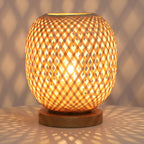 Handmade Bamboo Rattan Table Lamp Boho Wicker Woven Bedside Desk Accent Light Bedroom Nursery E26 - GiftMira