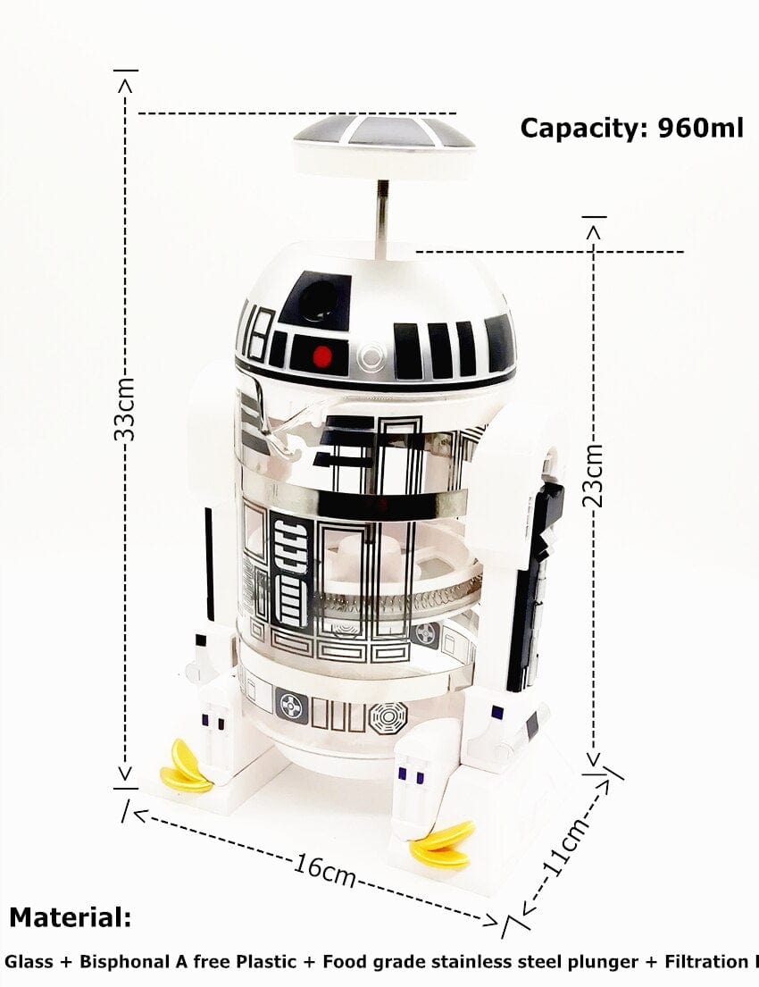 HomeBound Essentials Moka Handmade R2-D2 Stainless Steel Coffee Maker Machine